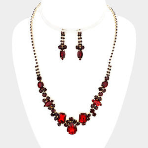 Crystal Bubble Cluster Teardrop Centered Necklace